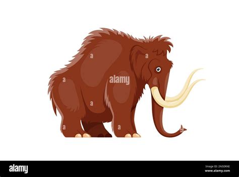 Cartoon mammoth animal character. Ice age mammal with tusks and trunk ...