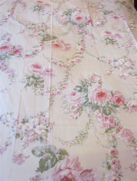 Beautiful And Rare Barbola Pink Roses King Fitted Sheet By Bill Blass