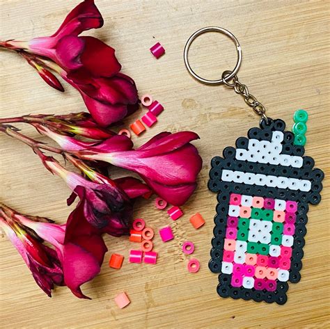 Starbucks Frappuccino And Coffee Perler Bead Keychains Etsy Canada