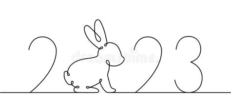 Rabbit One Line Continuous Drawing Year Of The Rabbit 2023 Hare One Line Illustration Chinese