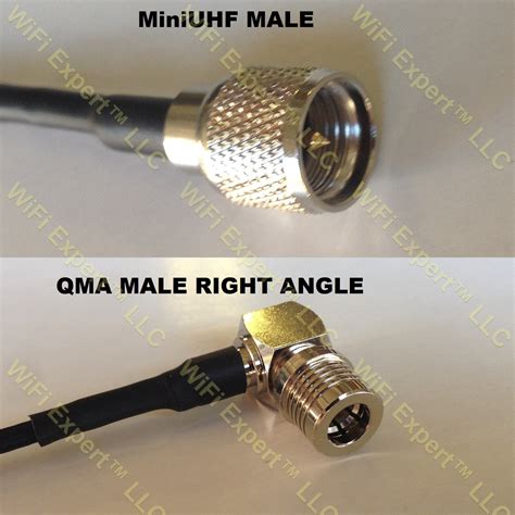 RG58 MINI UHF MALE To QMA MALE ANGLE Coaxial RF Pigtail Cable RF