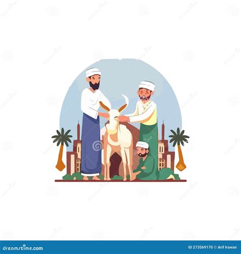 Sacrificial Ram And Gold Crescent For Muslim Holiday Eid Al Adha