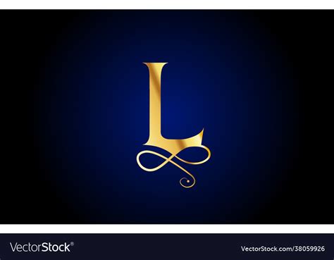 Golden L Elegant Monogram Alphabet Letter Icon Vector Image