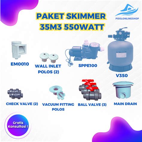 Jual Paket Kolam Renang Jenis Skimmer Maksimal 35m3 Kab Sleman