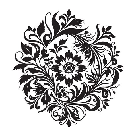 Floral Flower Vector Line Art Illustration Floral Flower Vector