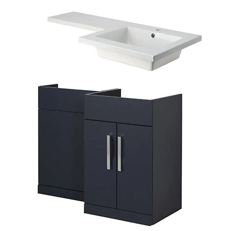 Cooke And Lewis Ardesio Matt Indigo And White Vanity Unit And Basin Set H