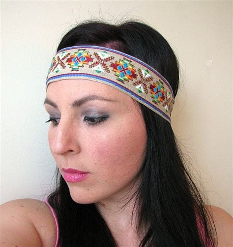 Wide Tribal Aztec Headband Bohemian Indie Trim By Feathersandfancy