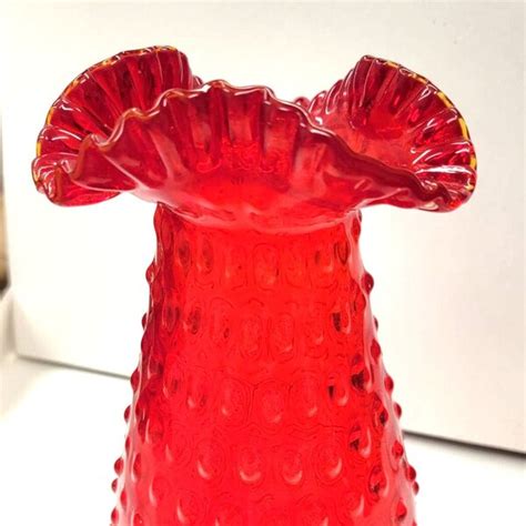 Fenton Red Hobnail Vase Etsy