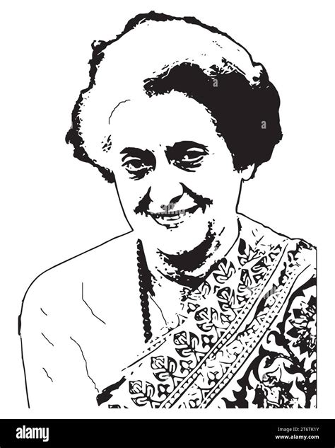 Indira Gandhi Indian Politician Vector Illustration Abstract Black And