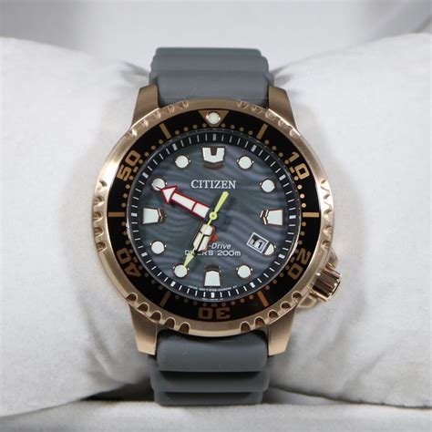 Citizen Eco Drive Gold Tone Stainless Steel Grey Dial Diver Watch