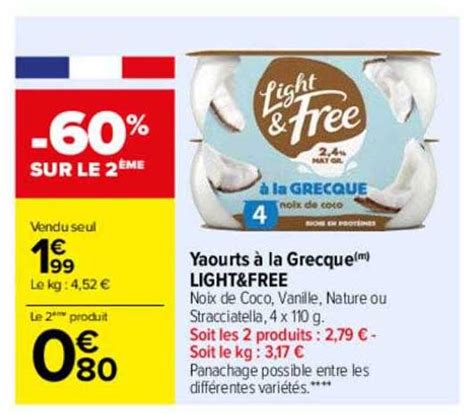 Promo Yaourts La Grecque Light Free Chez Carrefour Icatalogue Fr