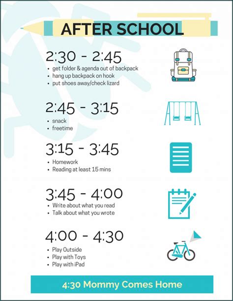 》free Printable After School Schedule Template