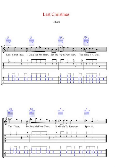 Last Christmas Wham Guitar Tab