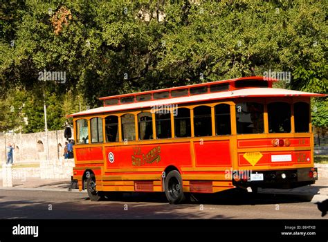 San Antonio red streetcar Texas Stock Photo - Alamy