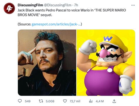 Jack Black Wants Pedro Pascal To Voice Wario In ‘the Super Mario Bros