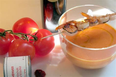 Gaspacho De Tomate Et Melon D Eau Crevettes Grill Es