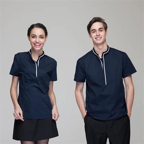 Fashion Restaurant Hotel Uniform Women Female Waitress Pullover Blouse Men Male Waiter Pullover