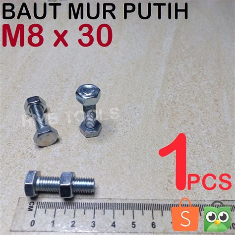 Jual M10x30 Baut Mur Besi Putih BMP Kunci 17 Pitch 1 50 M10 BMP M10 X