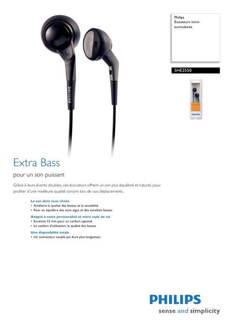 Notice PHILIPS SHE2550 - Trouver une solution à un problème PHILIPS ...