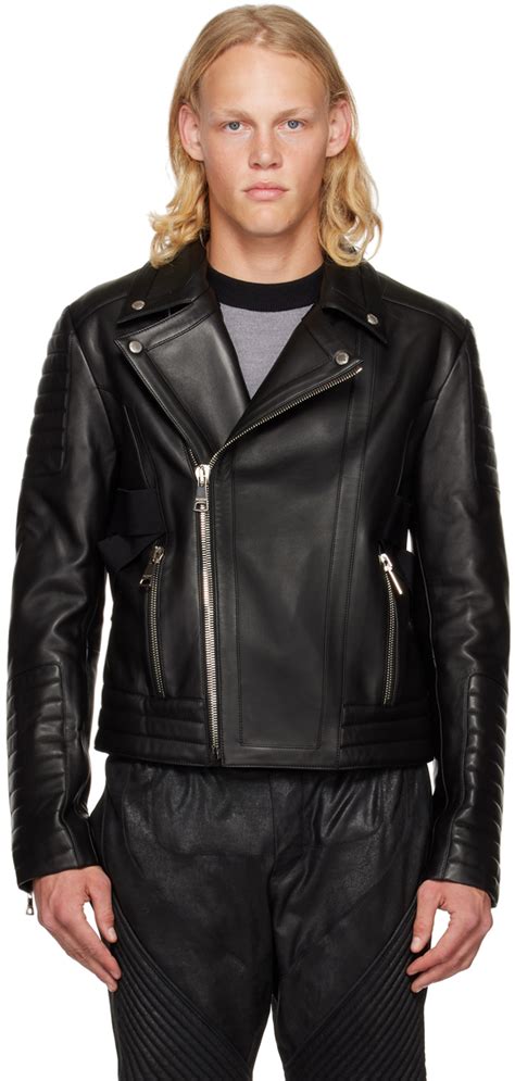 Balmain Black Paneled Leather Jacket Balmain