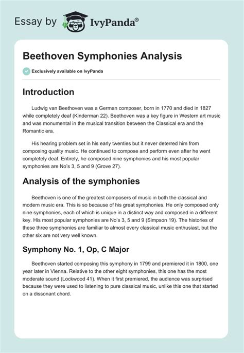 Beethoven Symphonies Analysis 892 Words Essay Example