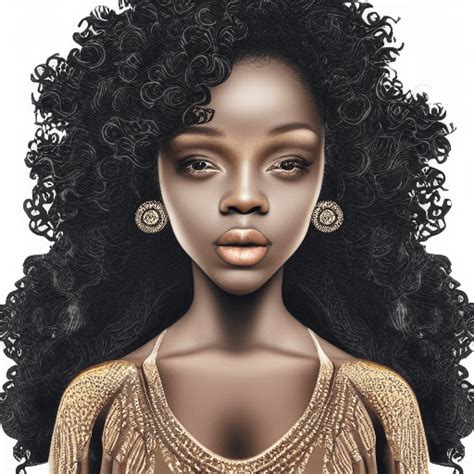 Melanin Dark Skinned Woman Big Curls Hyperrealistic Luxury Cinematic