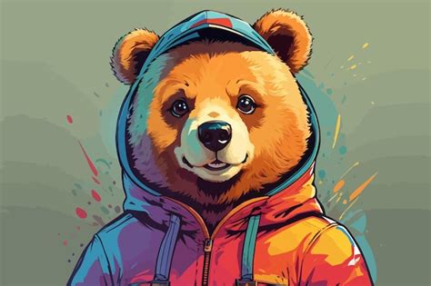 ребенок поп медведь мультфильм иллюстрация цвет изображения | Премиум ...