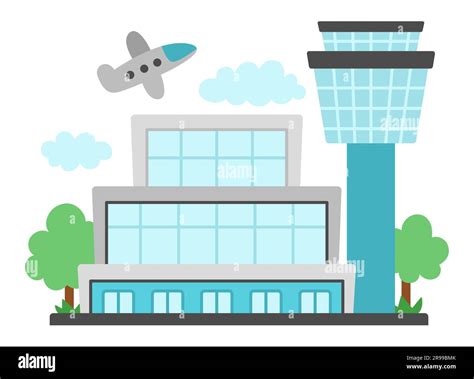 Vector Airport Icon Air Port Clipart With Dispatcher Or Control Tower