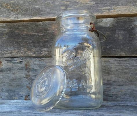 Ball Ideal Jar Square Jar Glass Lid Wire Closer Vintage Etsy Square Jars Jar Glass Collection