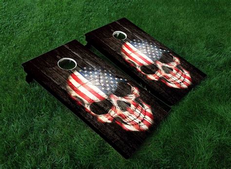 Skull Flag Cornhole Board Scorpion Cornhole