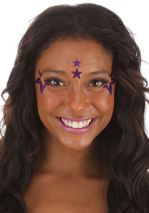 Holographic Jamstar Face Decals In Purple Sparkle Costume Makeup