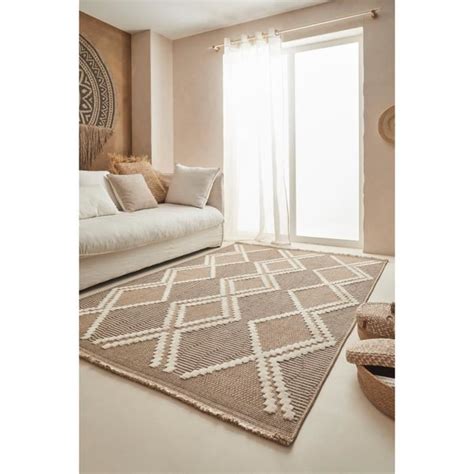 Tapis intérieur extérieur aspect jute à motif losange NAZAR RUGS