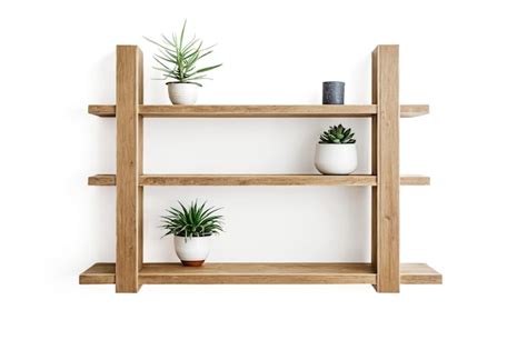 Wooden Shelf With Plants And Decorations Premium AI Generated Image