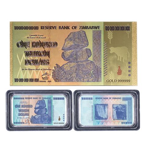 Zimbabwe Trillion Banknote Gold Bill World Money Value Collection