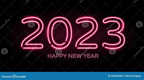 Neon Style Happy New Year Banner Design Stock Vector Illustration Of