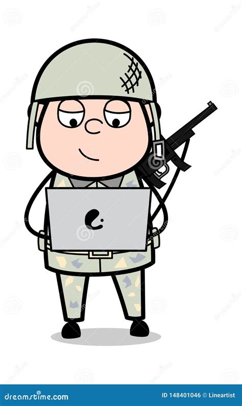 Funcionamiento En L Nea Soldado Lindo Vector Illustration De La