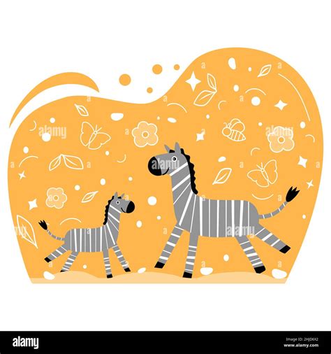 Vector Illustration African Animal Smiling Zebra Wildlife Africa Asia