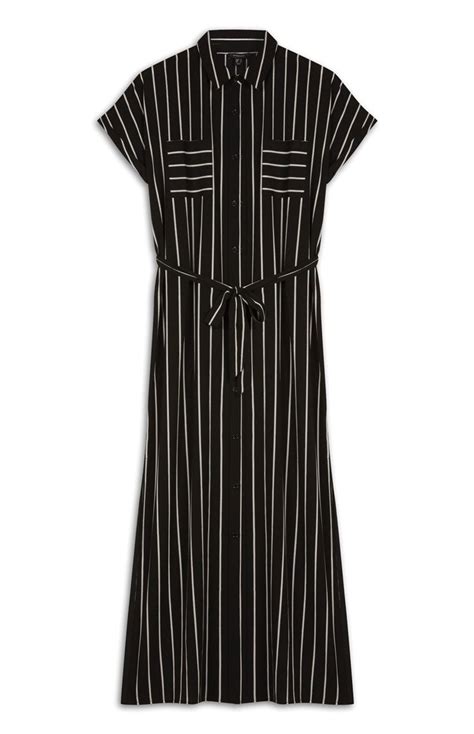 Longline Black White Stripe Shirt Dress Striped Shirt Dress Minimal