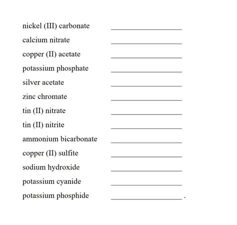 Nomenclature Worksheet 21 Monatomic Ions – E Street Light