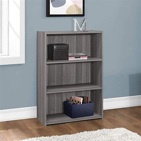 1175 X 2475 X 355 Grey 3 Shelves Bookcase 3 Shelf Bookcase