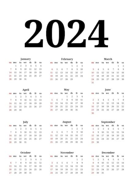 Календарь на 2024 год, изолированные на белом фоне | Премиум векторы