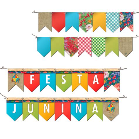 Faixa Decorativa Festa Junina Bandeirinhas M X Cm