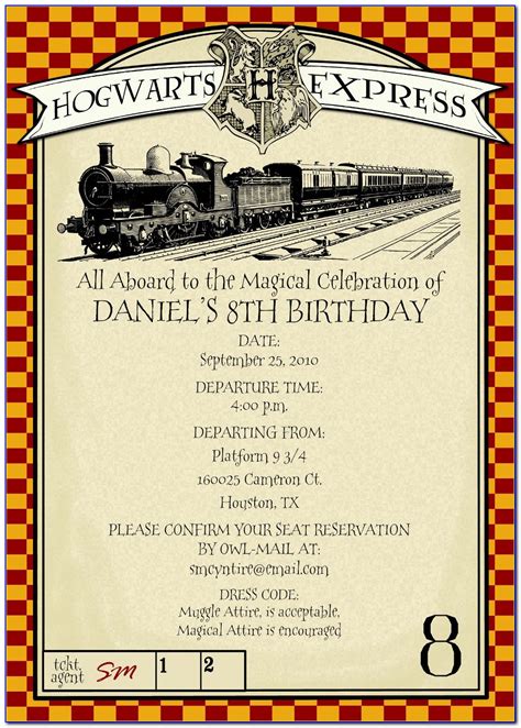 Harry Potter Birthday Party Invitations Printable Free Prosecution