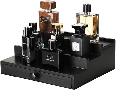 Amazon Black Wooden Cologne Organizer For Men Tier Wooden