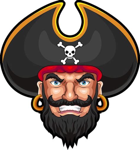 Dise O De Mascota De Cabeza De Pirata De Dibujos Animados Vector Premium