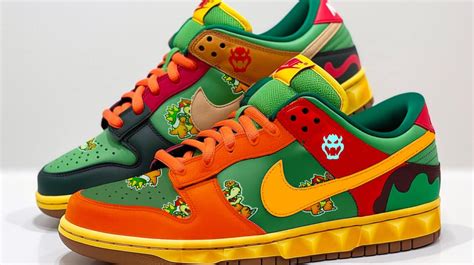 These Super Mario Bros Bowser Nike Dunk Lows Sneakers Are Hot