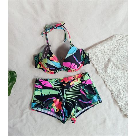 Jual Bk Xi Bikini Pantai Hitam Hitam Daun Bunga Pink Jakarta