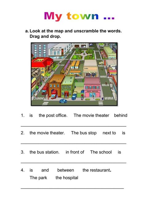 My Town Interactive Worksheet My Town Towns Esl Teaching