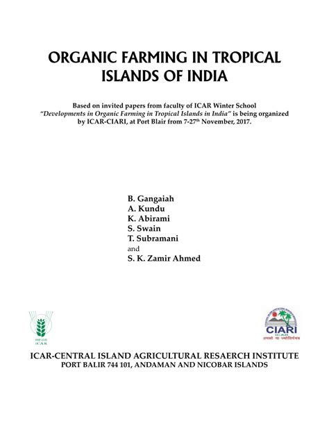 Pdf Organic Farming In Tropical Islands Of India