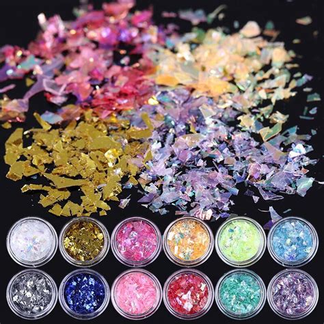 Farben Nagel Glitzer Puder Nail Sequin Mylar Flakies Glitter Powder